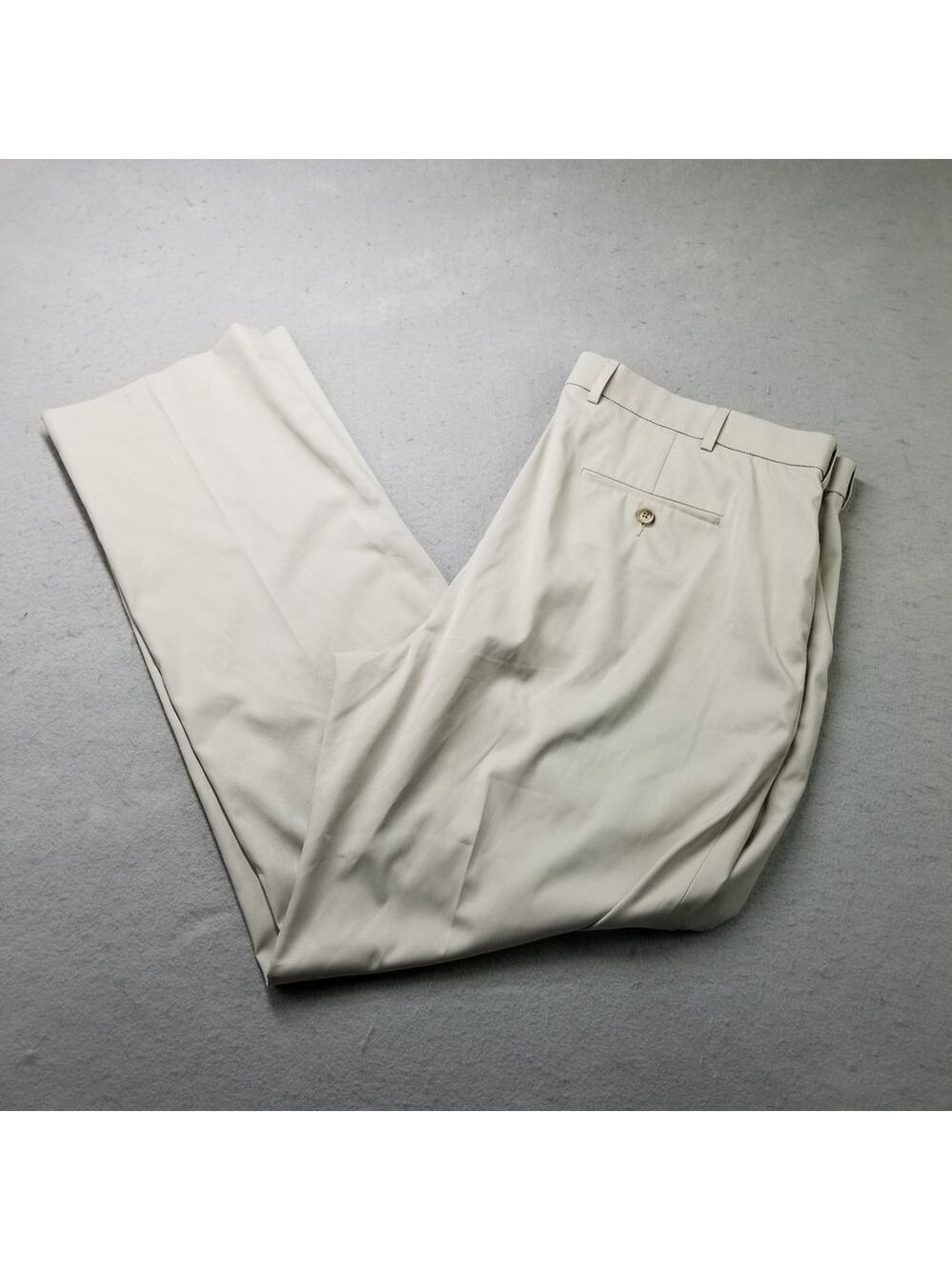 Perry Ellis Premium Pants Mens Size 40X32 Brown Beige Flat Front Tailored Fit